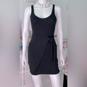 Zara 95% Cotton Ribbed Knit Bodycon Mini dress in black color Size Small NWT
